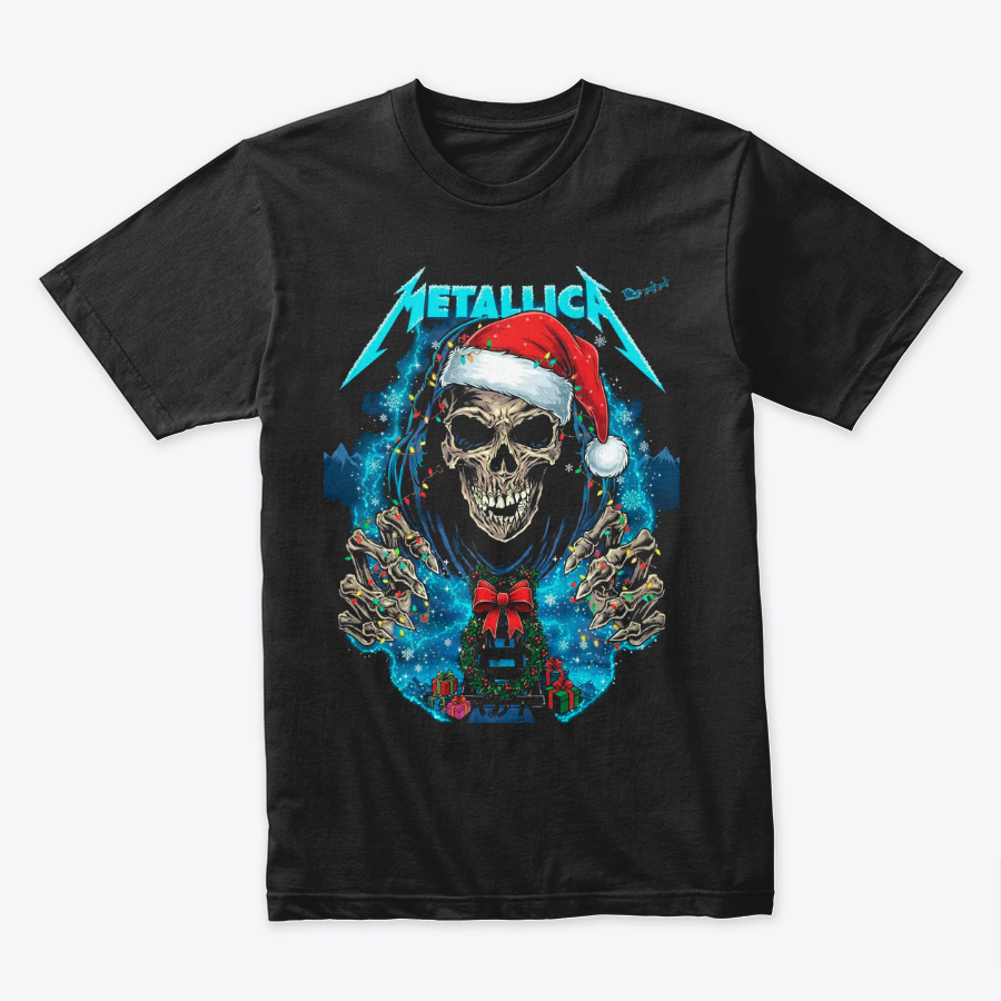 Camiseta Algodon Metallica Skull Navidad