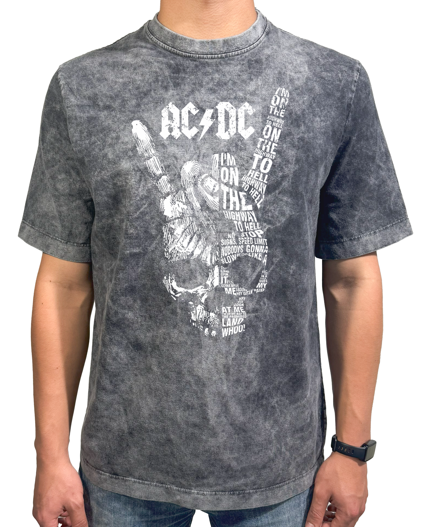 Camiseta Prelavada Algodon ACDC Skull Rock Style