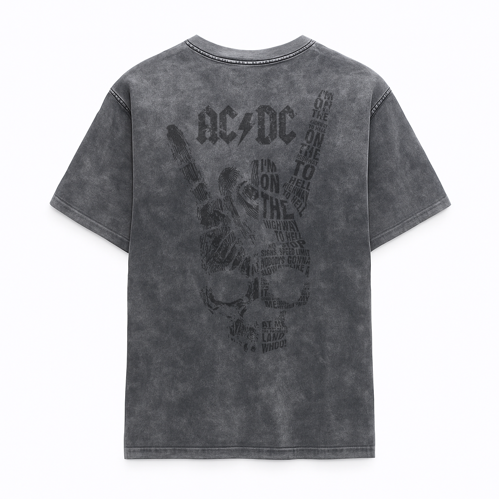 Camiseta Prelavada Algodon ACDC Skull Rock Style
