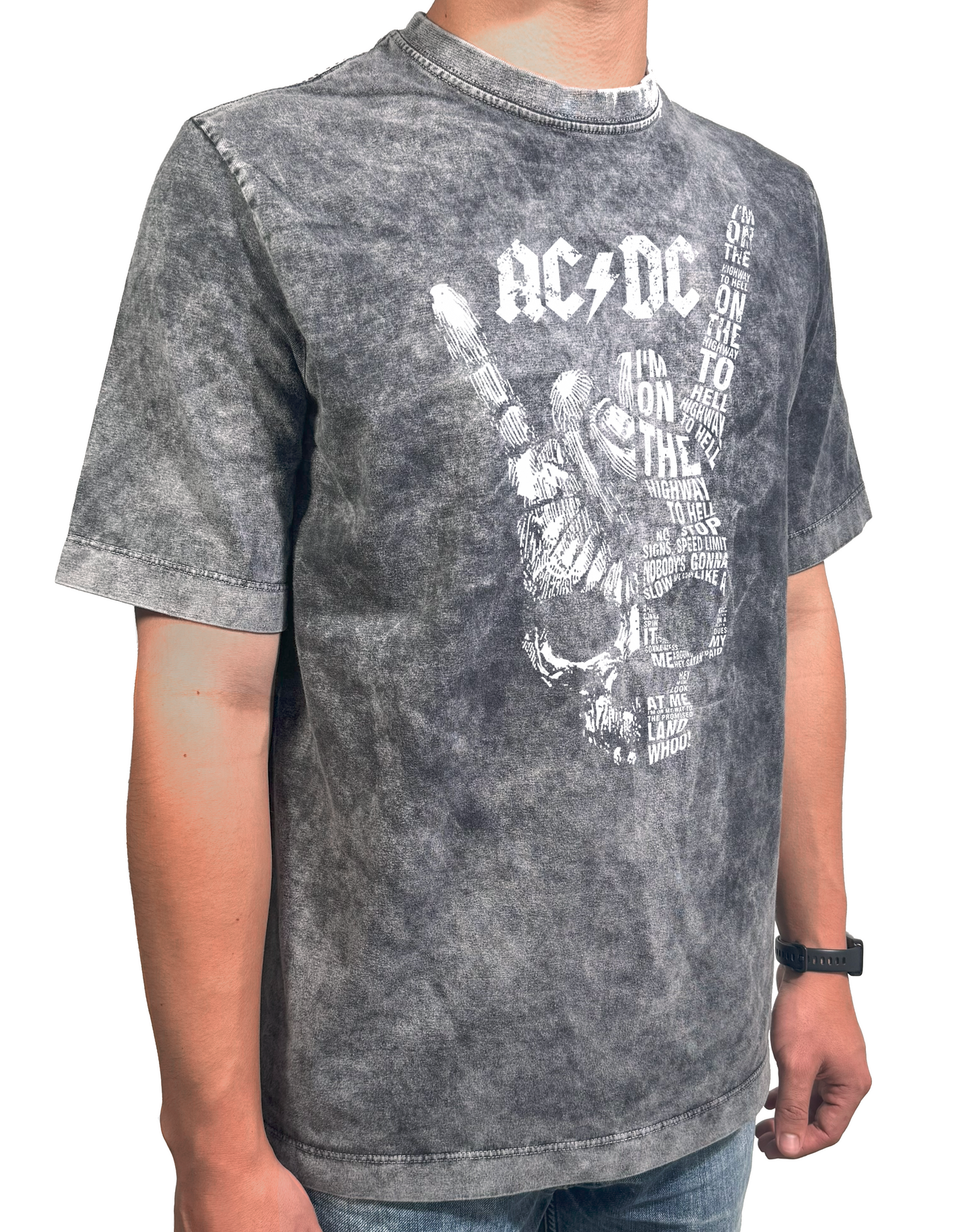 Camiseta Prelavada Algodon ACDC Skull Rock Style
