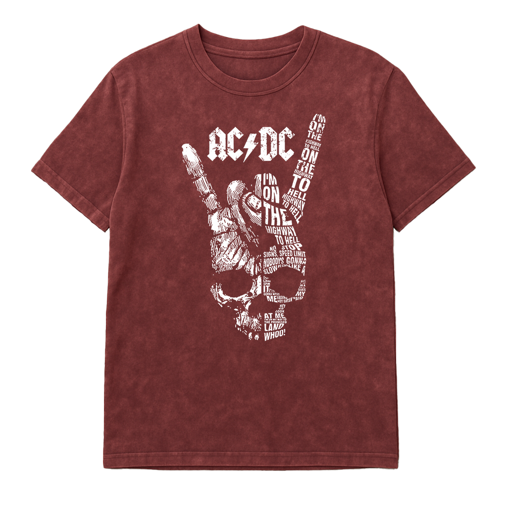 Camiseta Prelavada Algodon ACDC Skull Rock Style