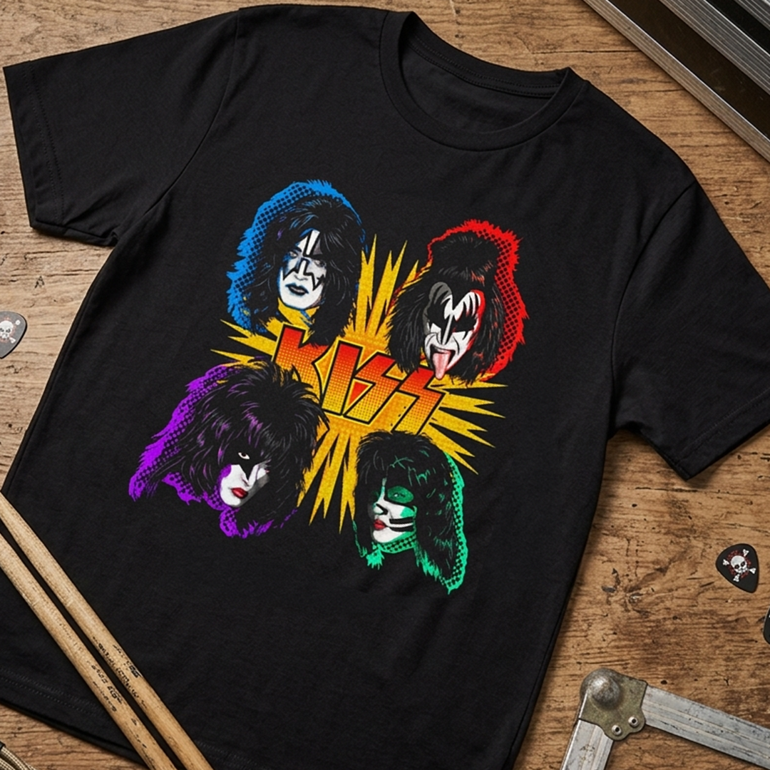 Camiseta Algodon Kiss Faces Poster