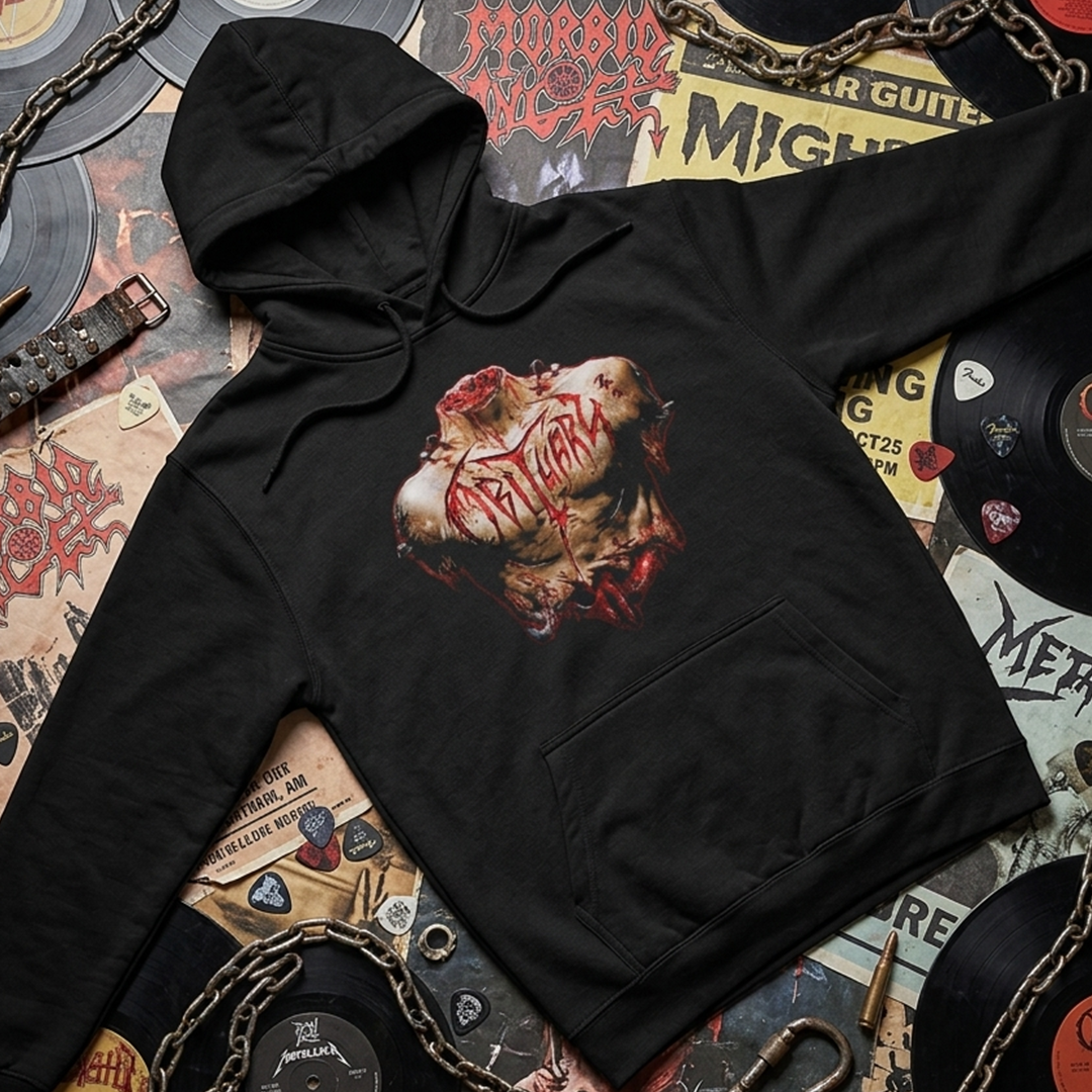 Buzo Capota Obituary Inked in Blood