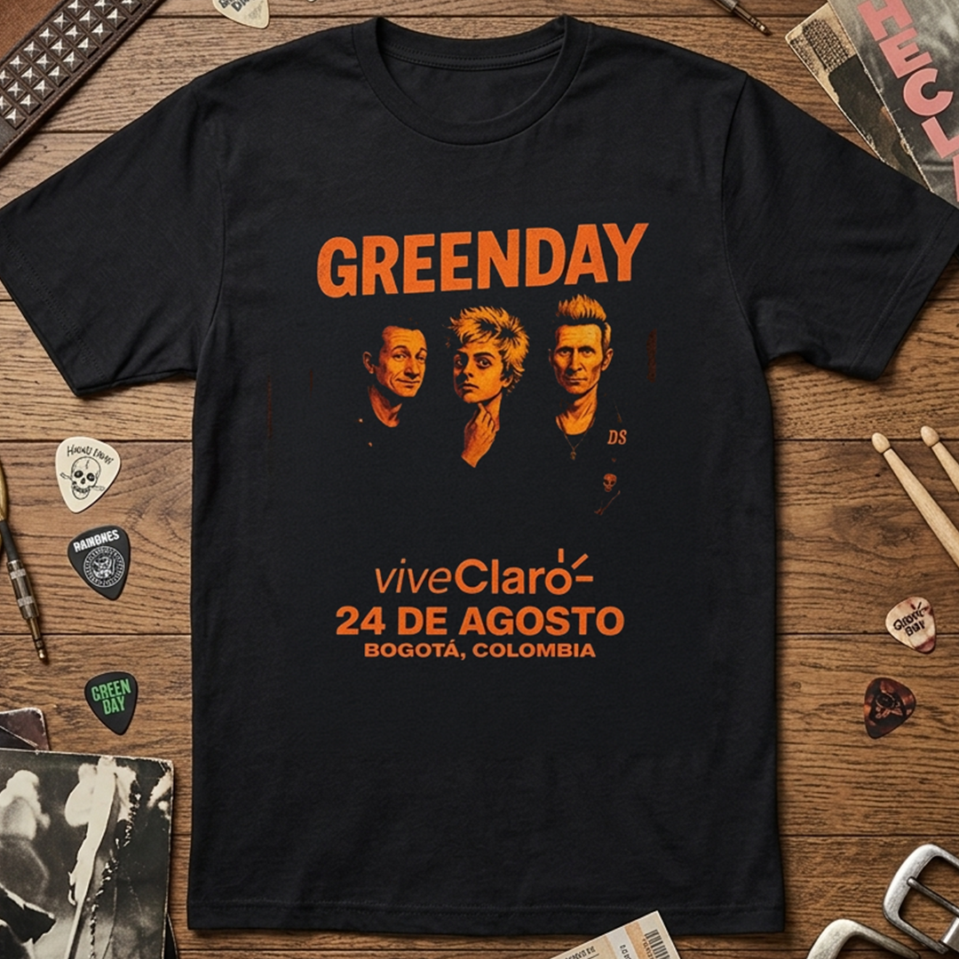 Camiseta Algodon Green Day Poster Orange