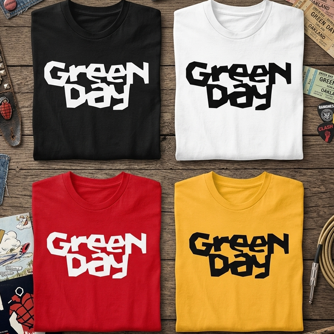 Camiseta Algodon Green Day Logo negro