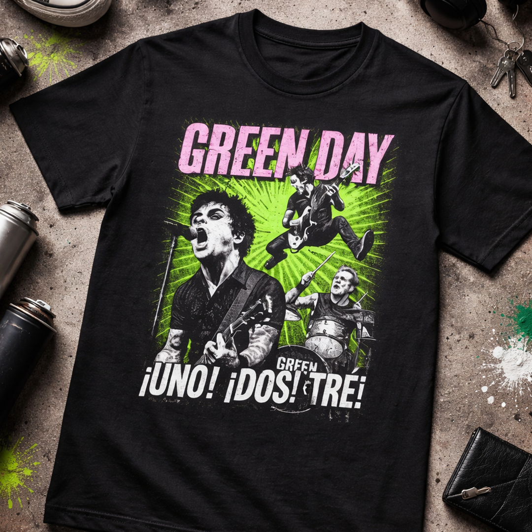 Camiseta Algodon Green Day Uno, Dos Y Tres!