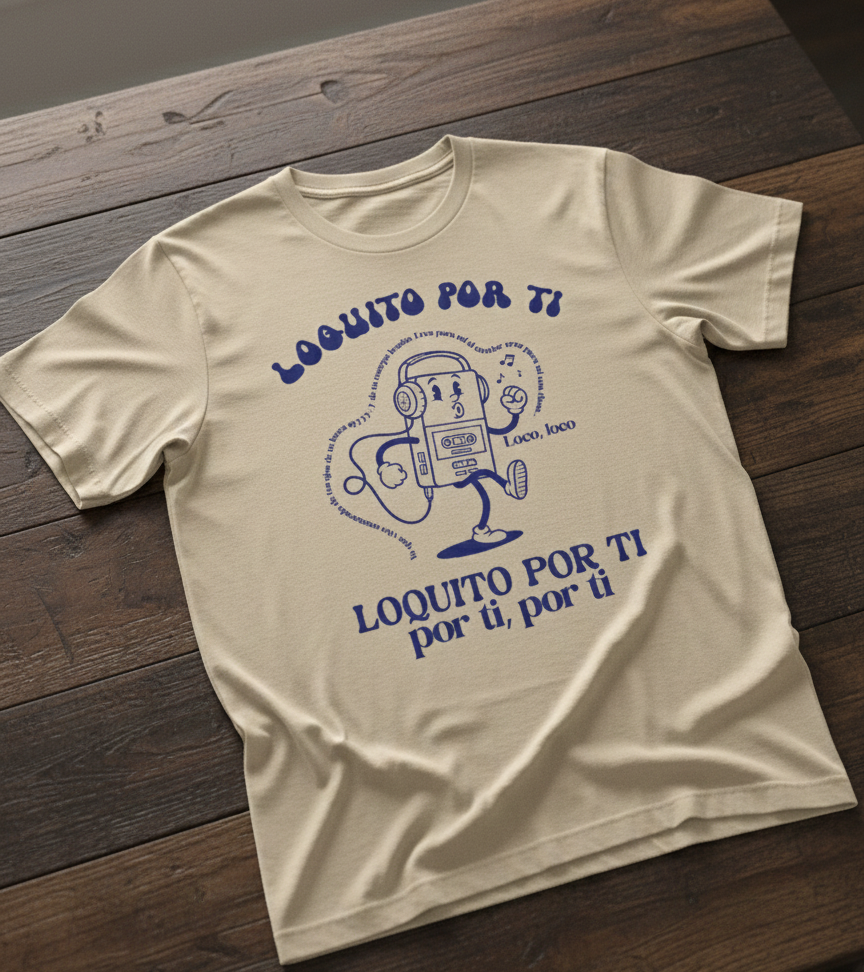 Camiseta Navideña Loquito Por Ti Azul