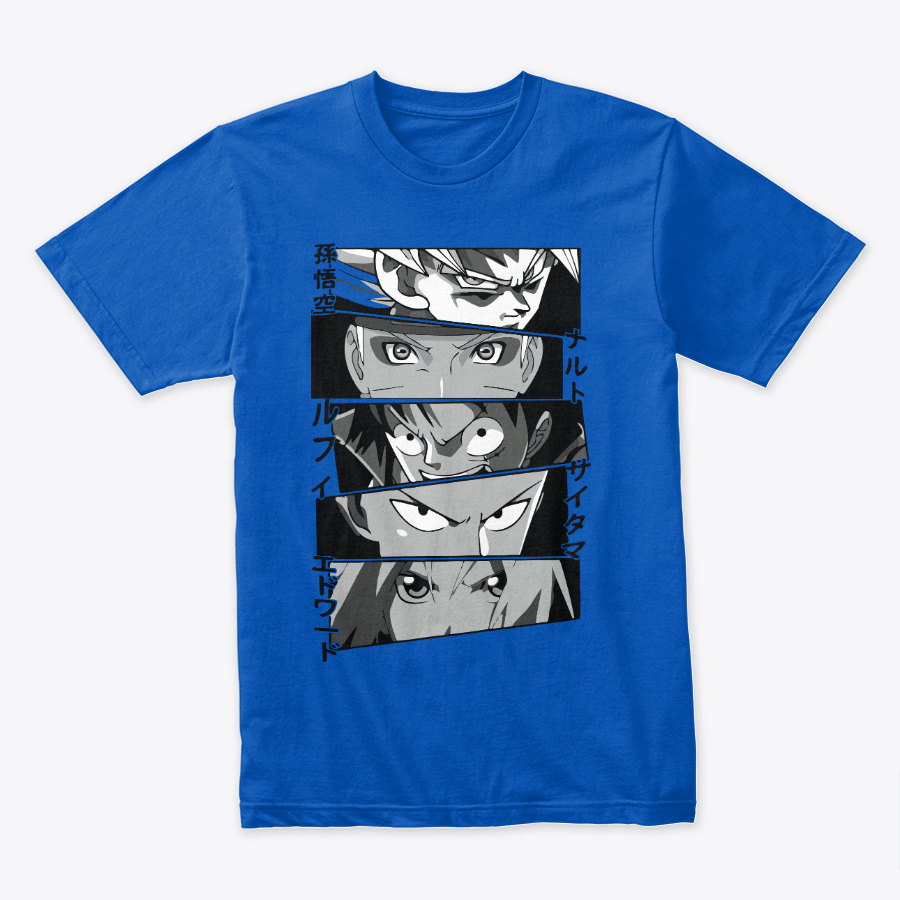 Camiseta Algodon The Masters Of Anime Goku, Naruto, One Piece, One punch Man