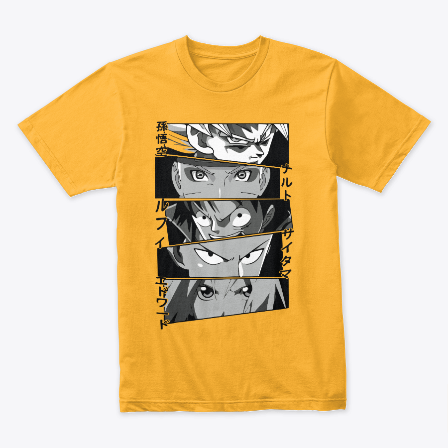Camiseta Algodon The Masters Of Anime Goku, Naruto, One Piece, One punch Man