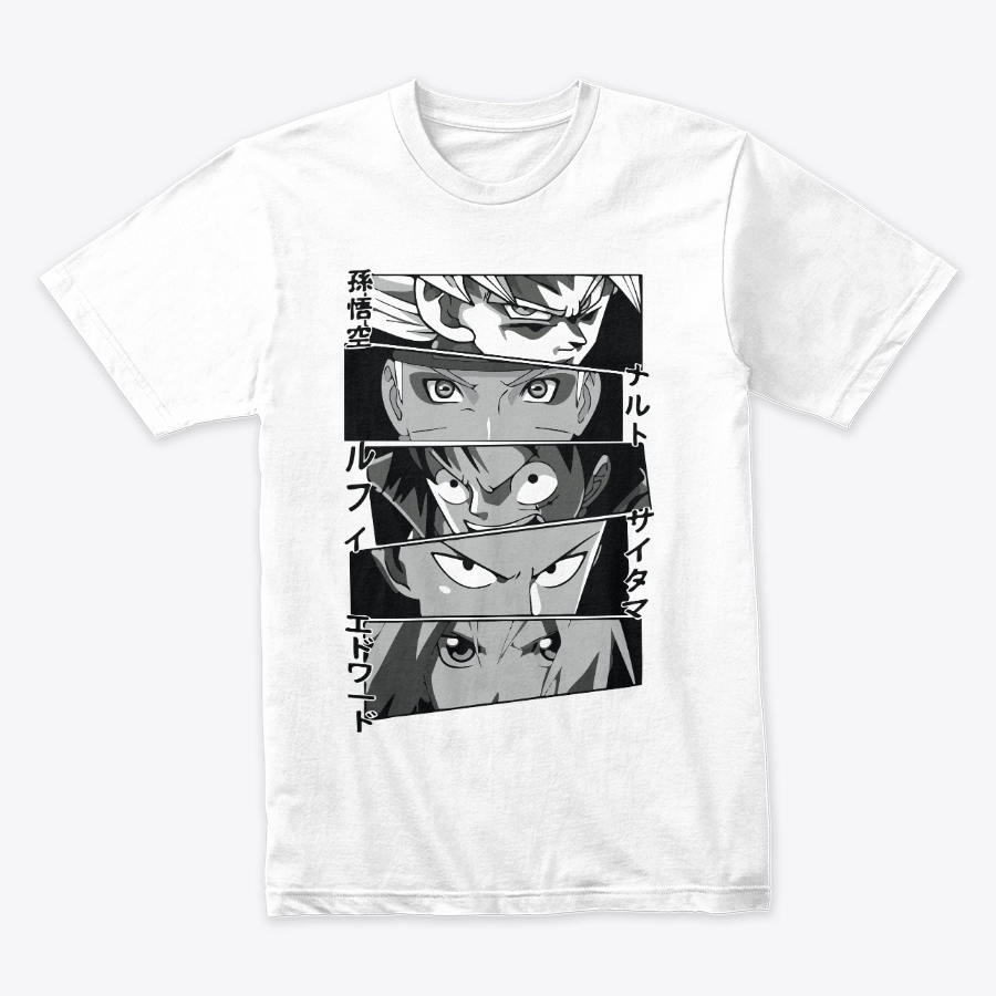 Camiseta Algodon The Masters Of Anime Goku, Naruto, One Piece, One punch Man