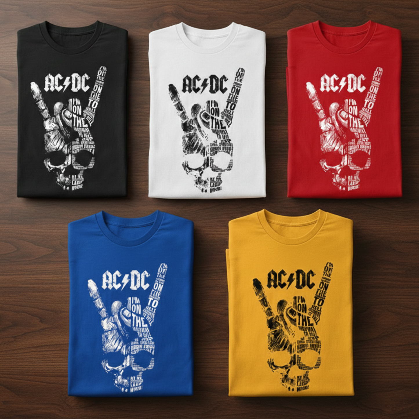 Camiseta Algodón ACDC ART Skull Rock Style