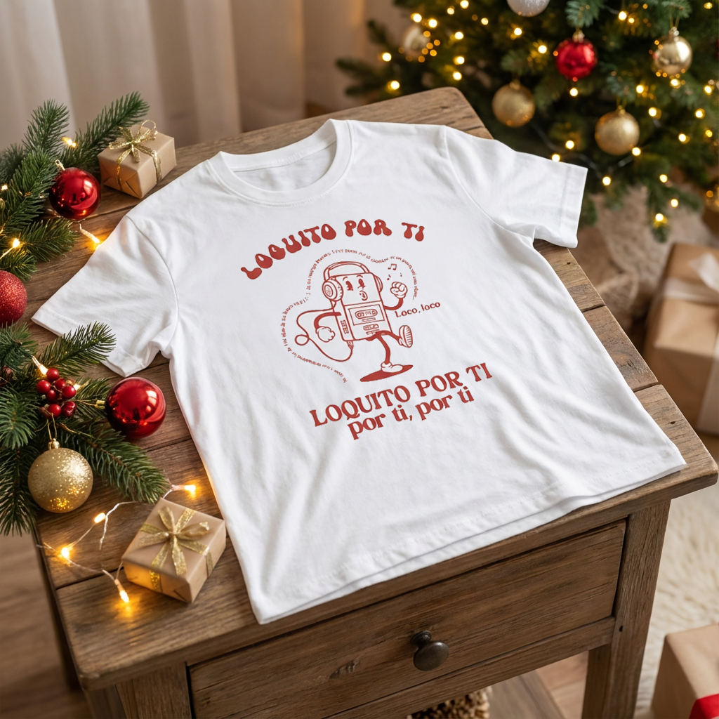 Camiseta Navideña Loquito Por Ti Rojo