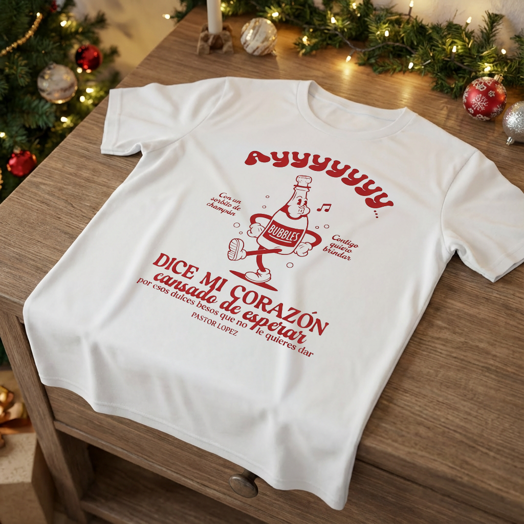 Camiseta Navideña Ayy Dice Mi Corazón Cansado De esperar Rojo