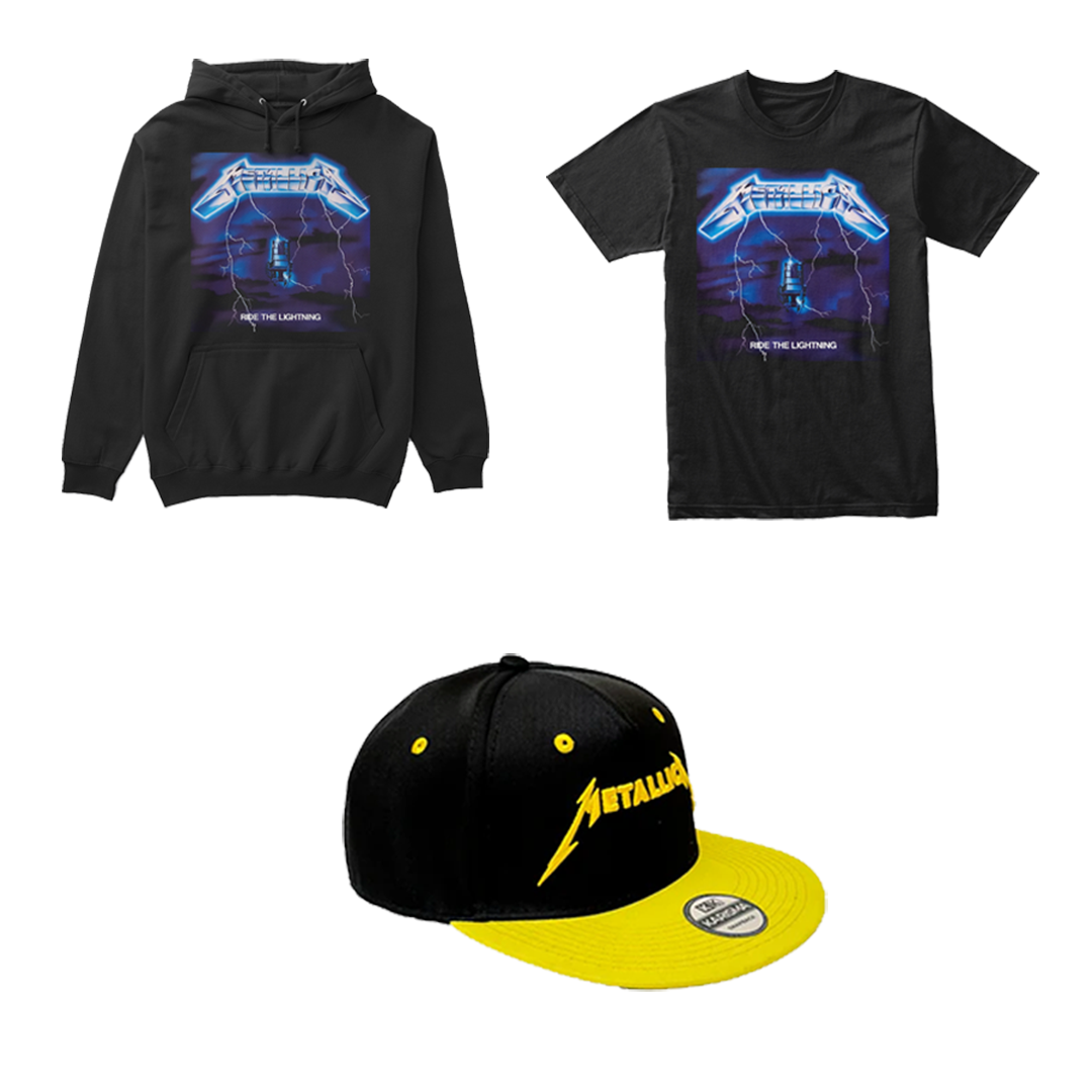 Combo Metallica - Ride the Lightning: Buzo, Camiseta y Gorra