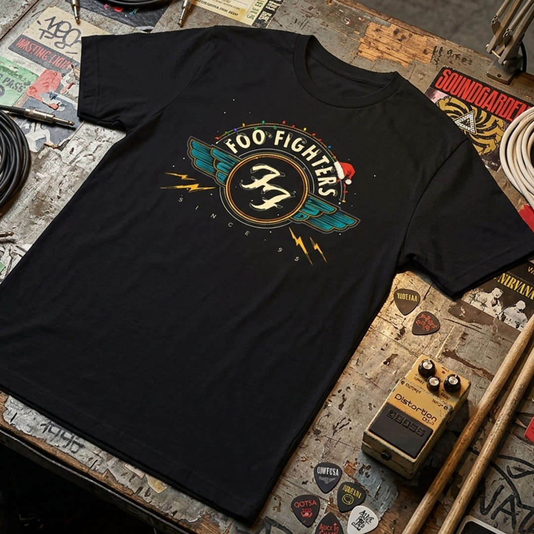 Camiseta de Algodon Foo Fighters Vintage Navidad