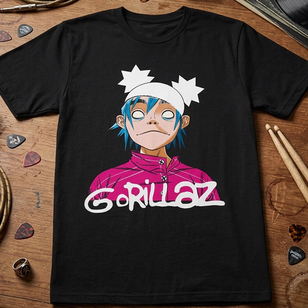 Camiseta Algodon Gorillaz 2D Art