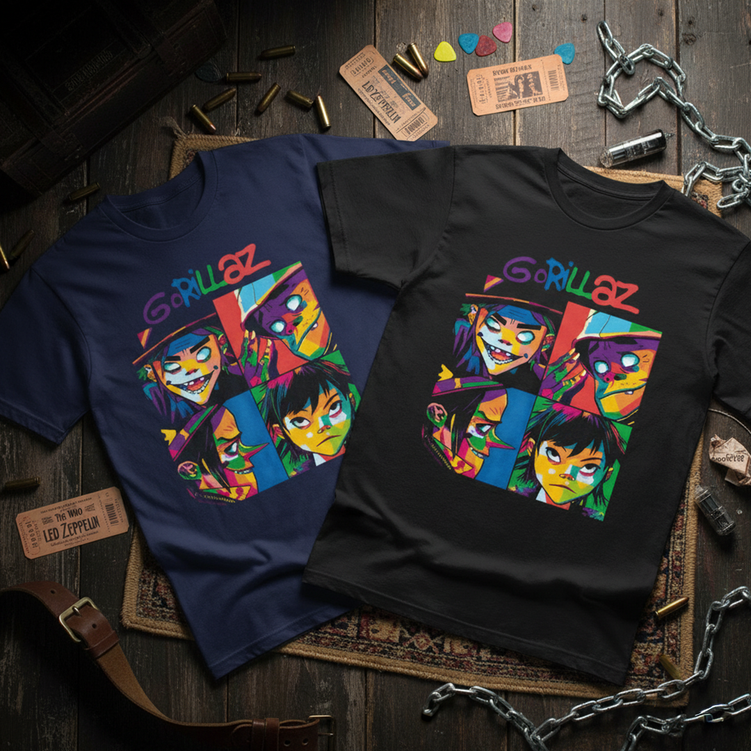 Camiseta Algodon Gorillaz Colors