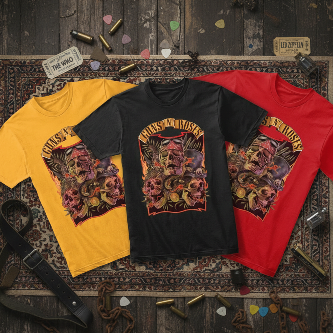 Camiseta Algodon Guns N Roses Skull Poster Band