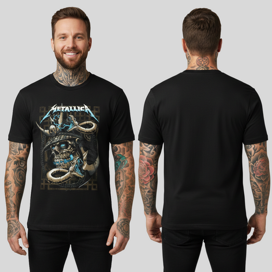 Camiseta Algodon Metallica Skull Samurai Poster