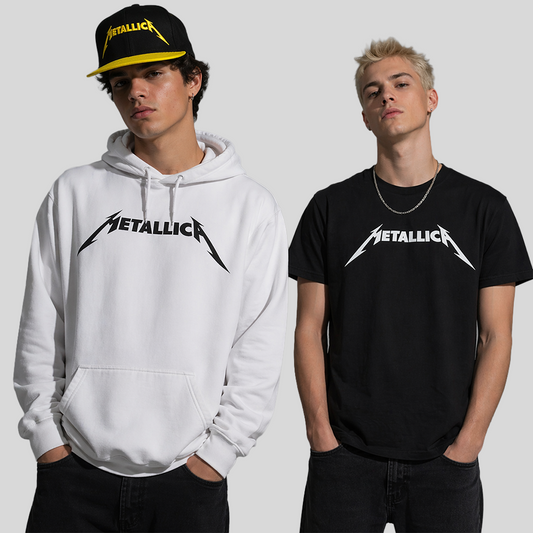Combo Metallica Logo: Buzo, Camiseta y Gorra