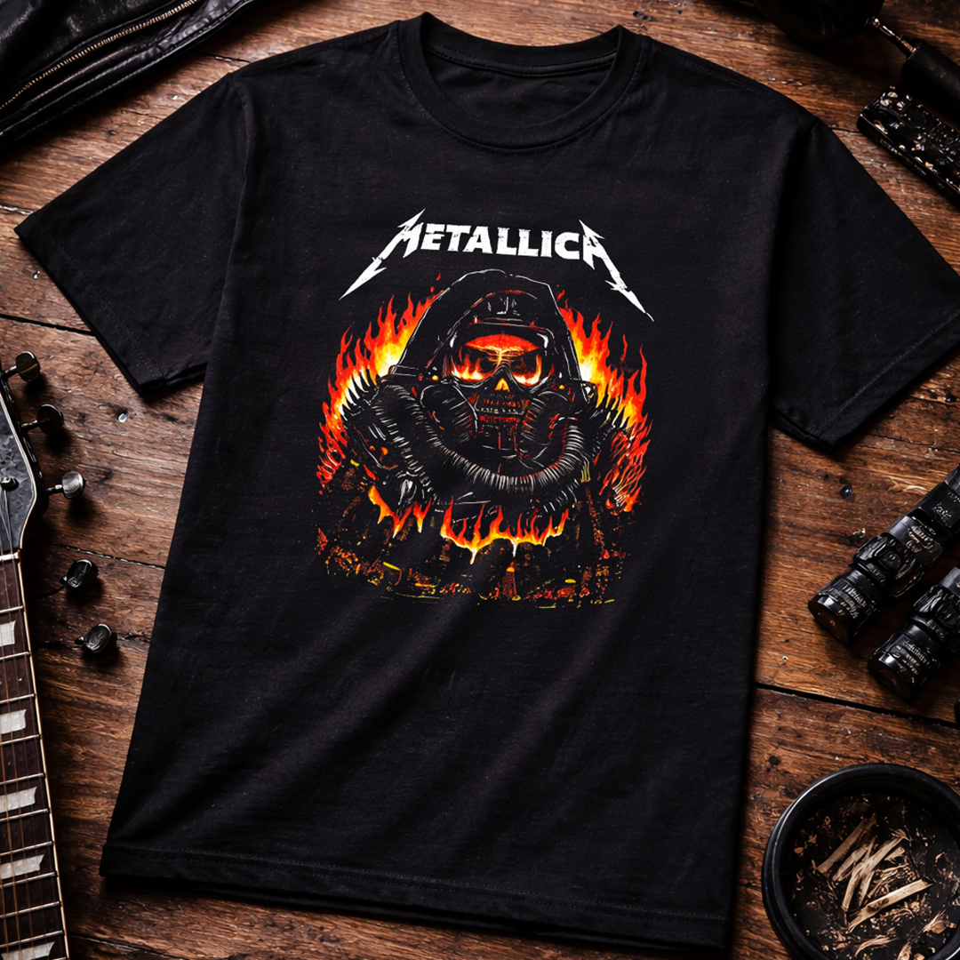 Camiseta Algodon Metallica Fire City Art