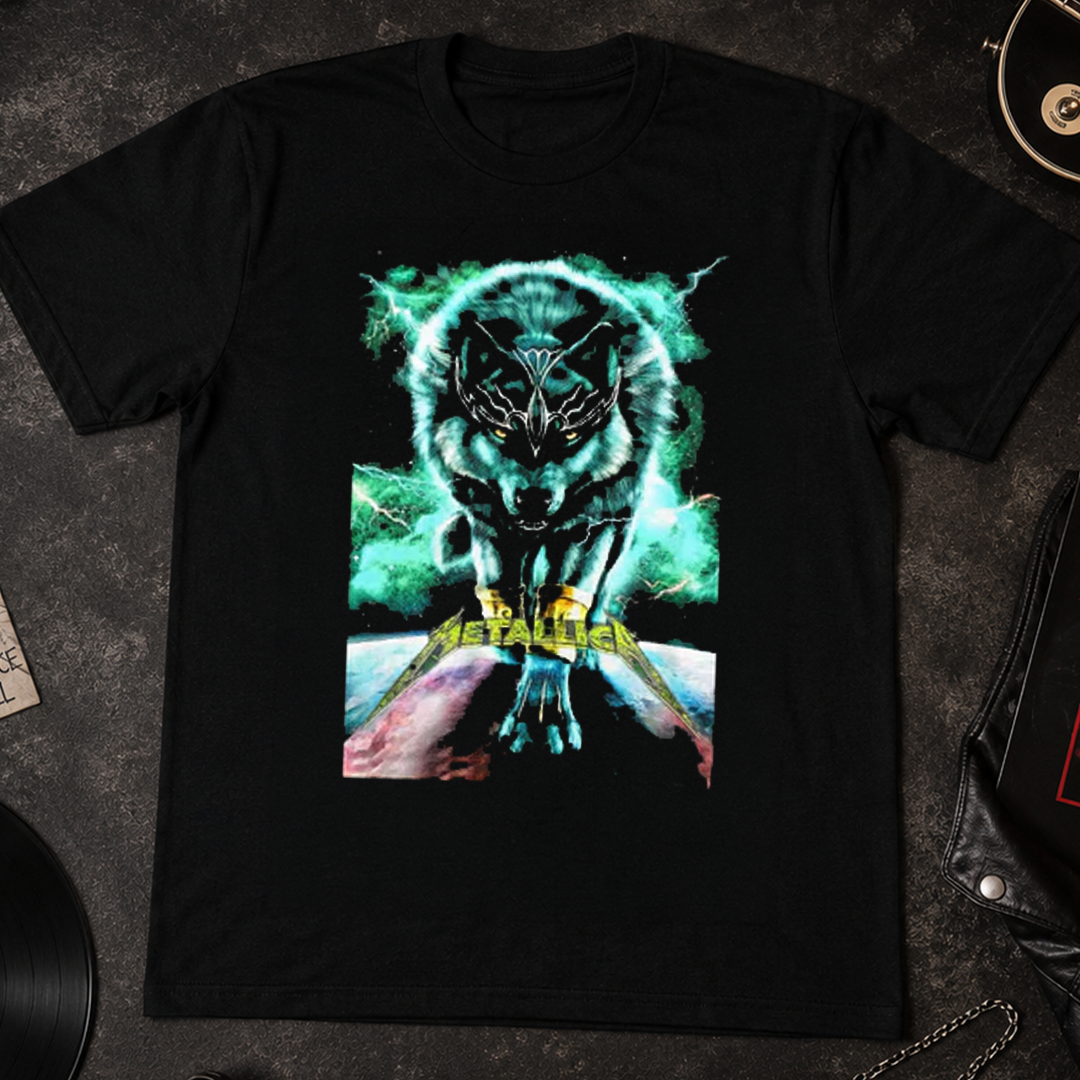 Camiseta Algodon Metallica Wolf Blue