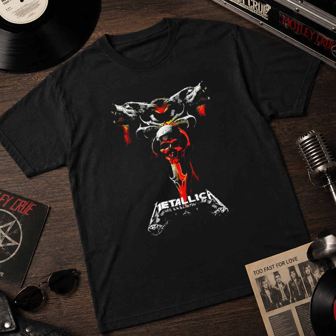 Camiseta Algodon Metallica Cruz Wolf