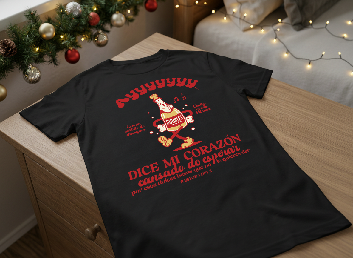 Camiseta Navideña Ayy Dice Mi Corazón Cansado De esperar Negro