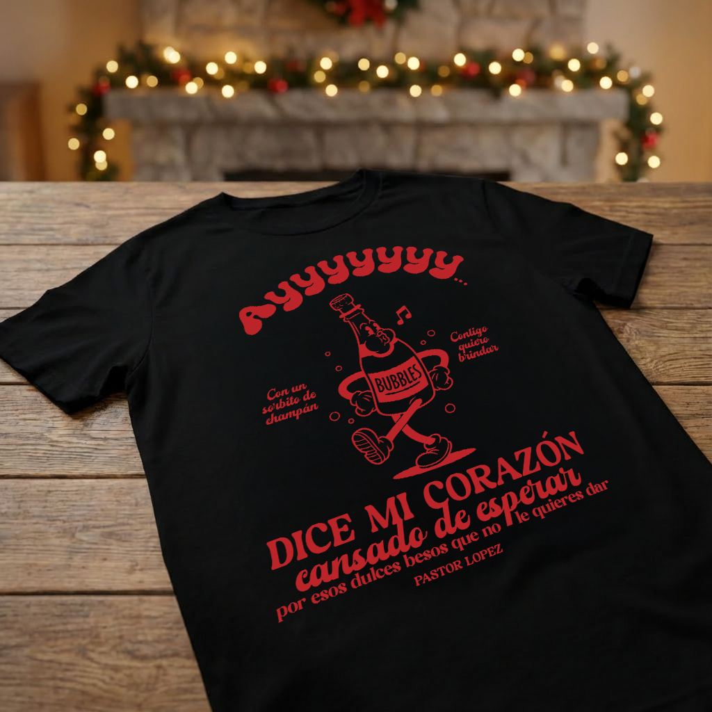 Camiseta Navideña Ayy Dice Mi Corazón Cansado De esperar Negro