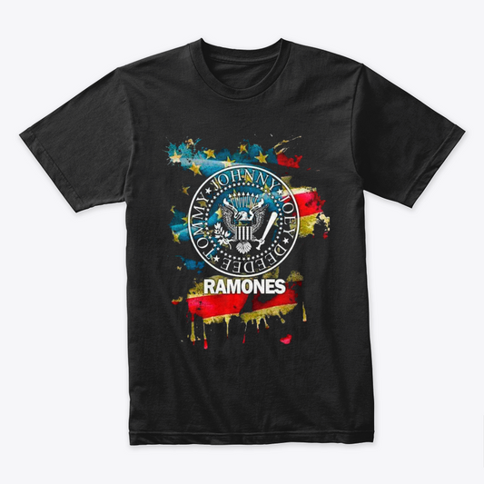 Camiseta Algodon Ramones Logo Bandera