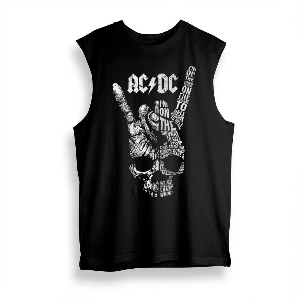 Esqueleto Manga Sisa ACDC ART Skull Rock Style