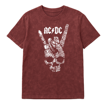 Camiseta Prelavada Algodon ACDC Skull Rock Style