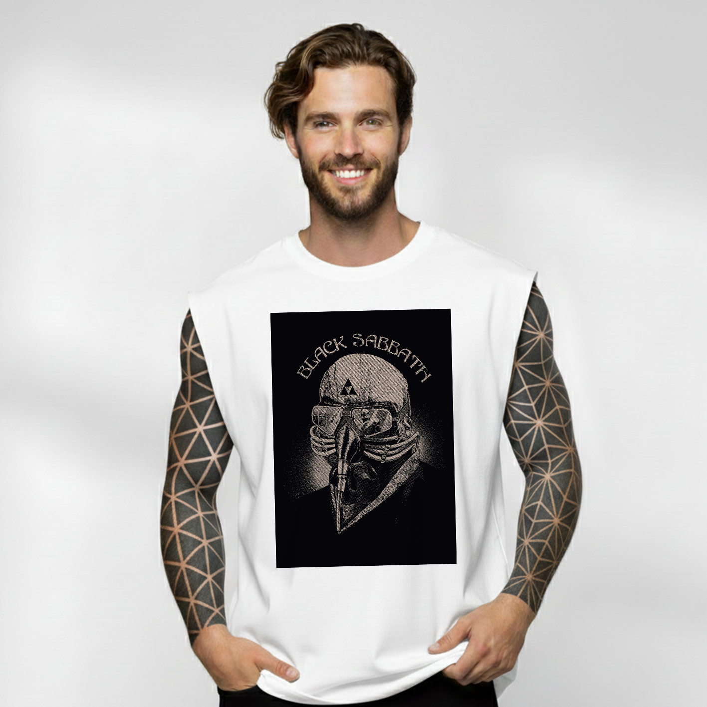 Esqueleto Manga Sisa Black Sabbath Rock Style