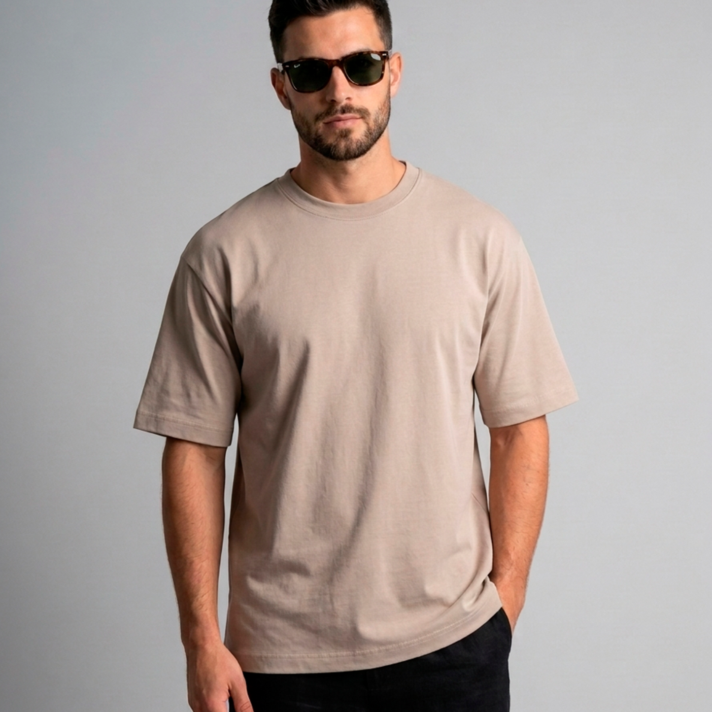 Camiseta Oversize Premium Plus+ Crema – 100% Algodón 350g