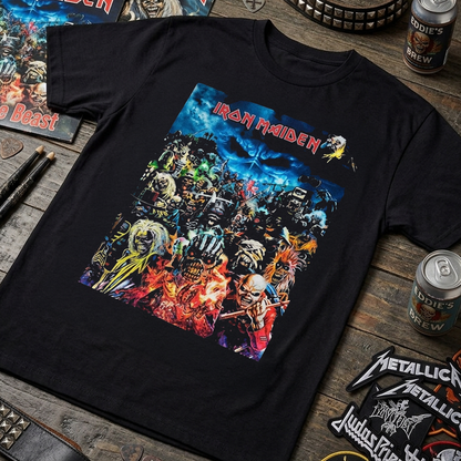 Camiseta Algodon Iron Maiden Collage Albums Poster