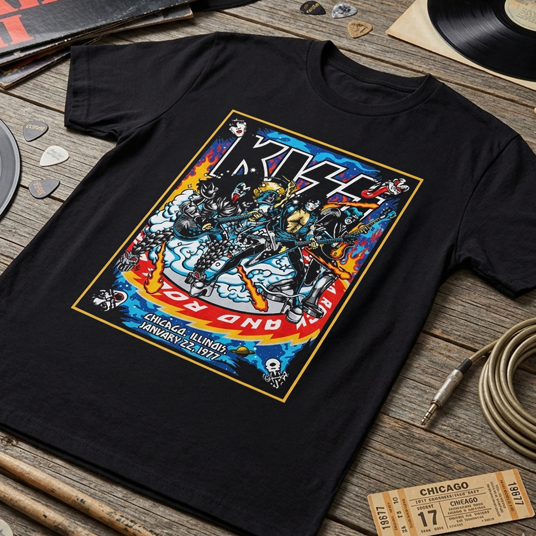 Camiseta Algodon Kiss Chicago Poster 1977