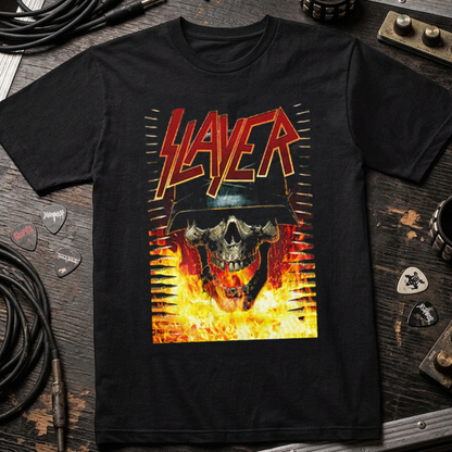 Camiseta Algodon Slayer Skull Fire Poster