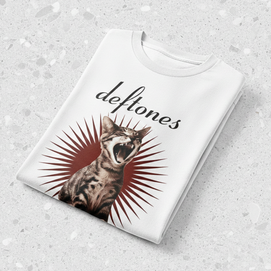 Camiseta Algodón Deftones Gato