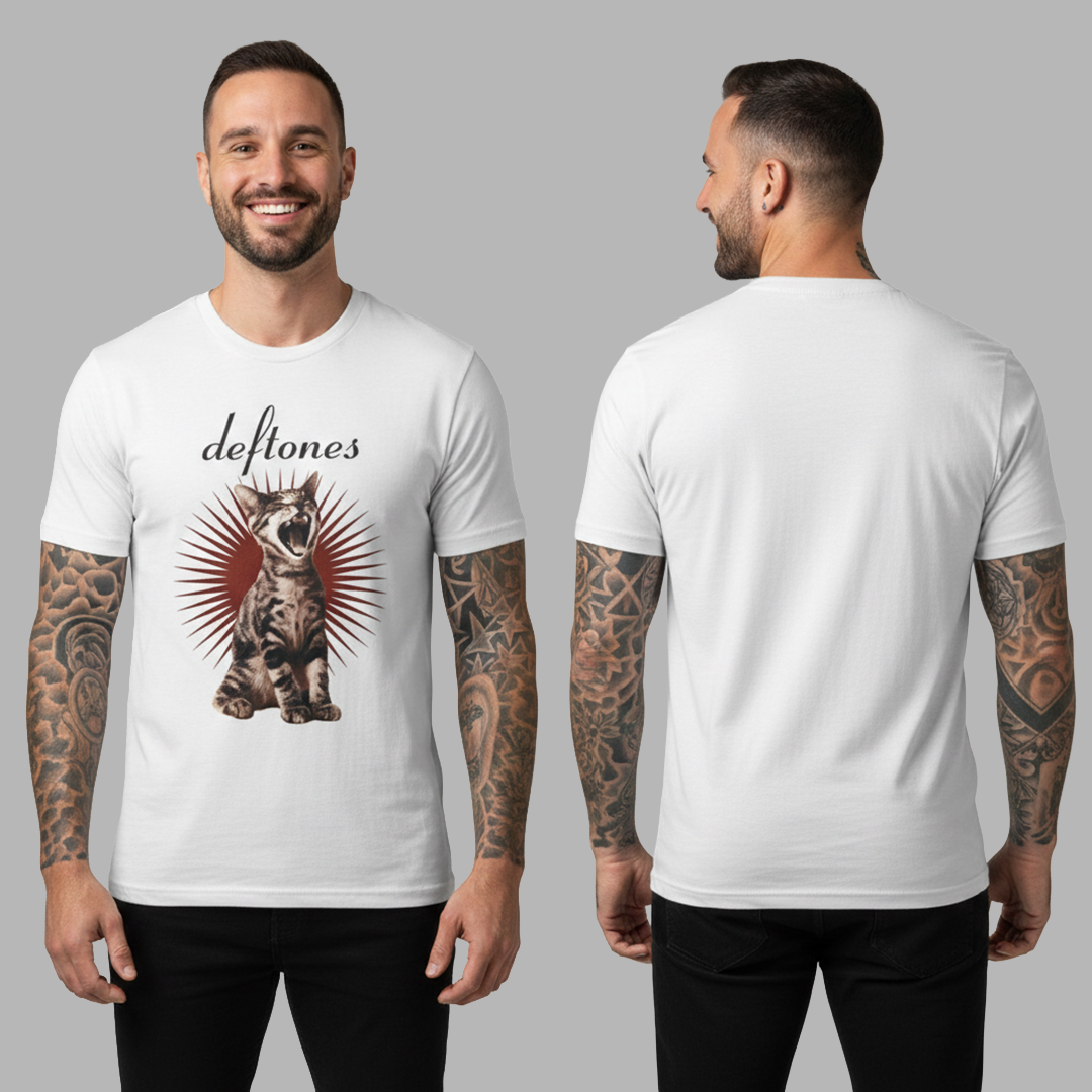 Camiseta Algodón Deftones Gato