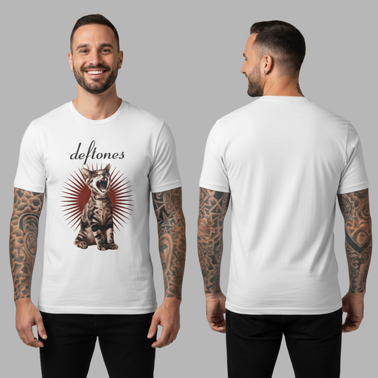 Camiseta Algodón Deftones Gato