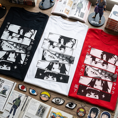 Camiseta Algodon Naruto Faces Poster