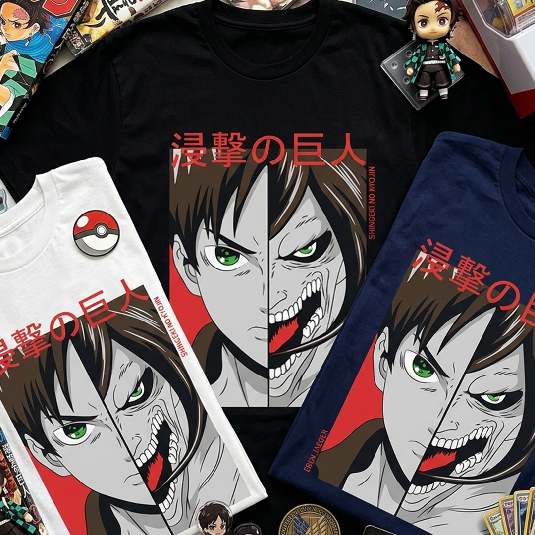 Camiseta Algodon Eren Shingeki No Kyojin Faces Poster