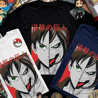 Camiseta Algodon Eren Shingeki No Kyojin Faces Poster