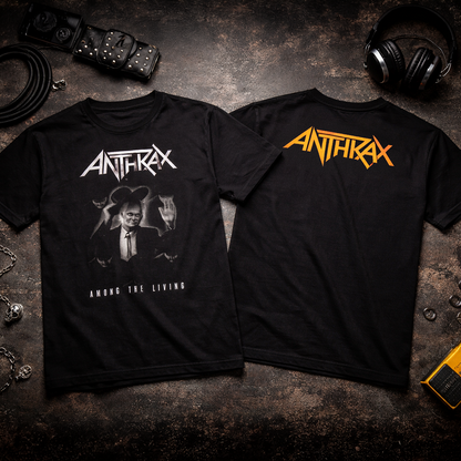 Camiseta Algodon Anthrax Among the living Doble Estampado