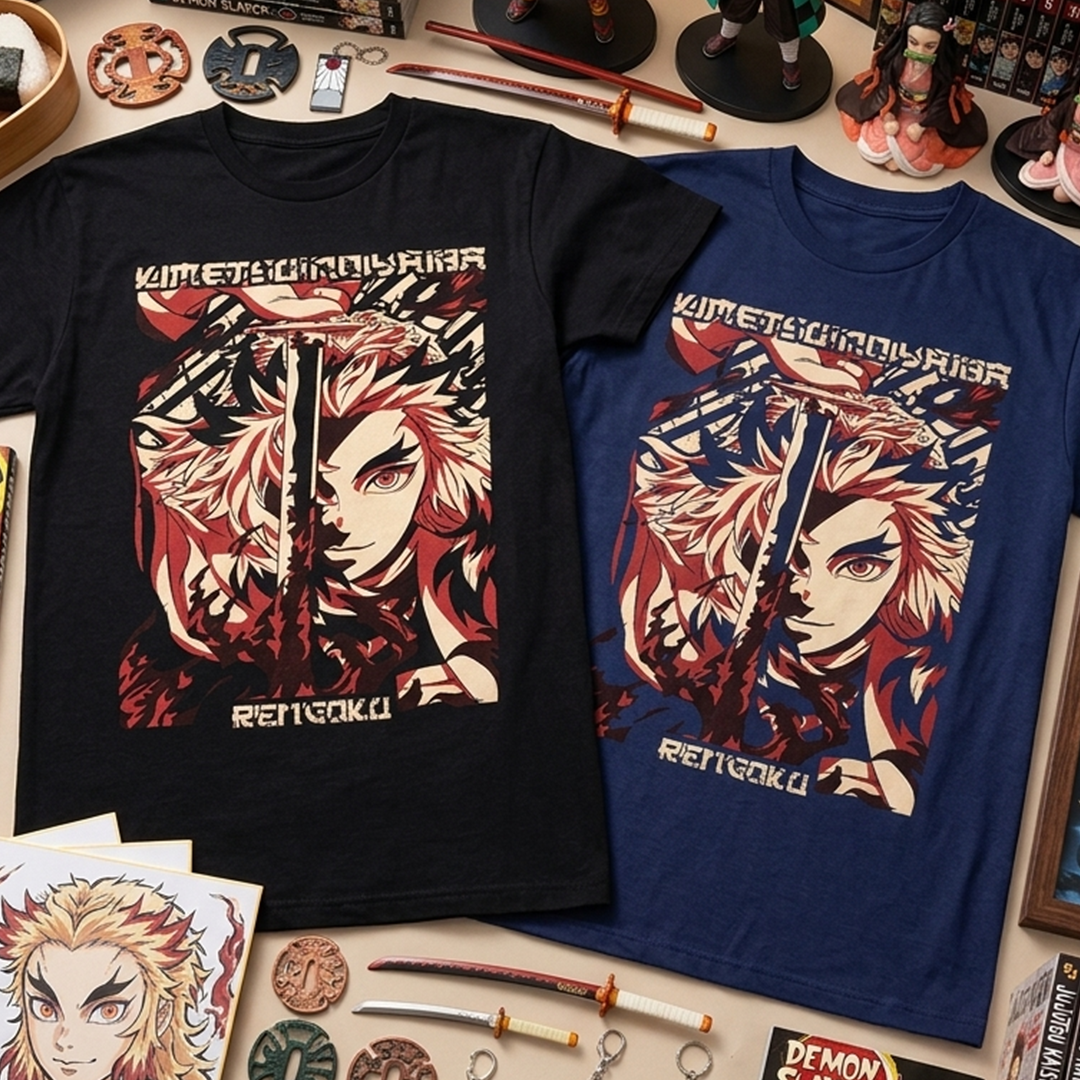 Camiseta Algodon Kimetsu Rengoku Face Art