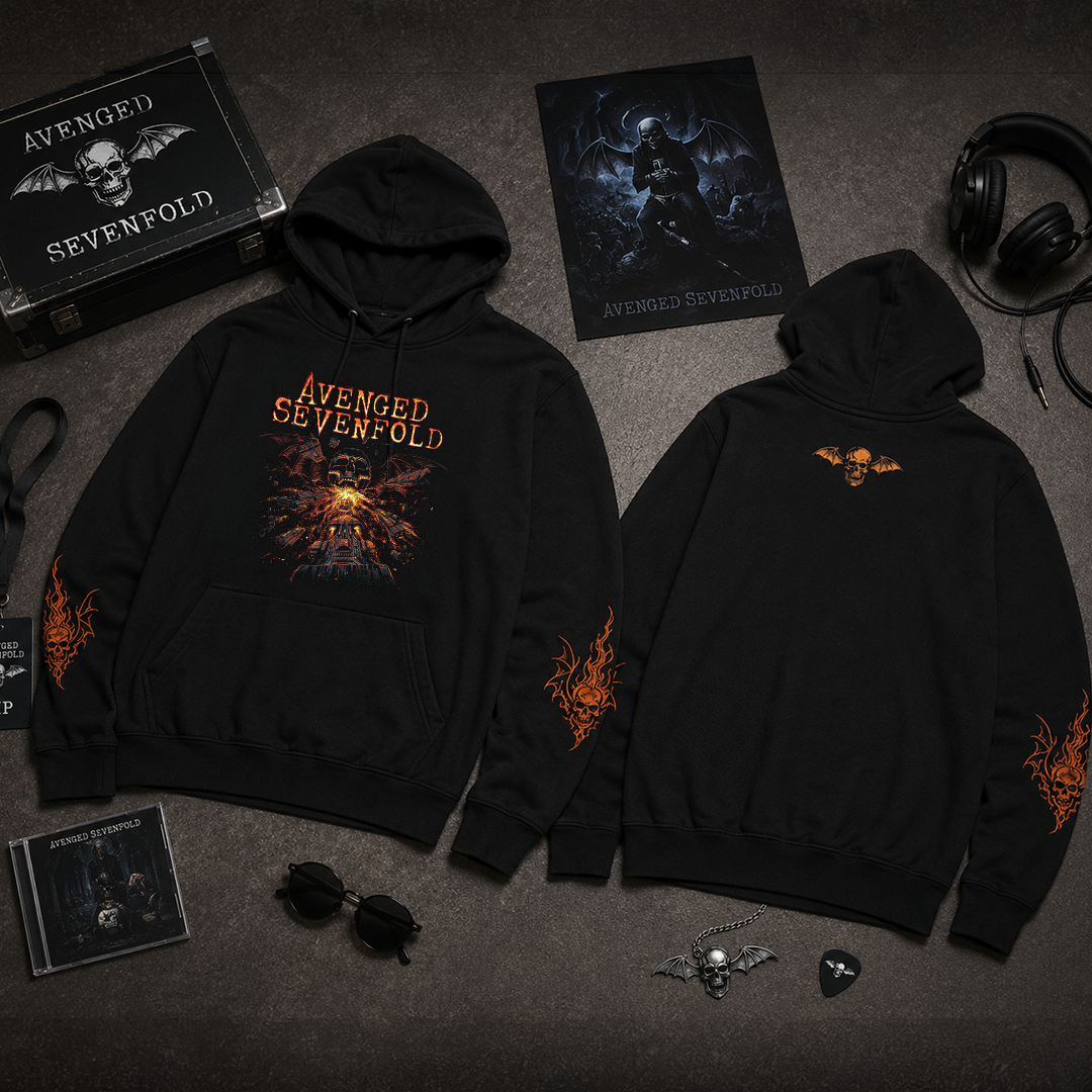 Buzo Capota Avenged Sevenfold Fire Deathbat Doble estampado