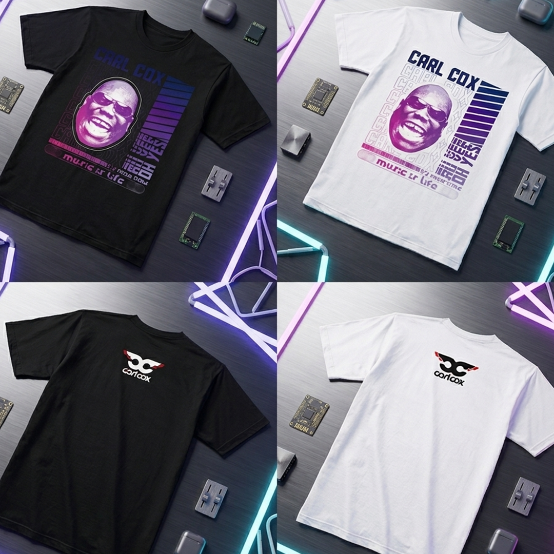 Camiseta Algodón Doble Estampado Carl Cox Music Life Morado