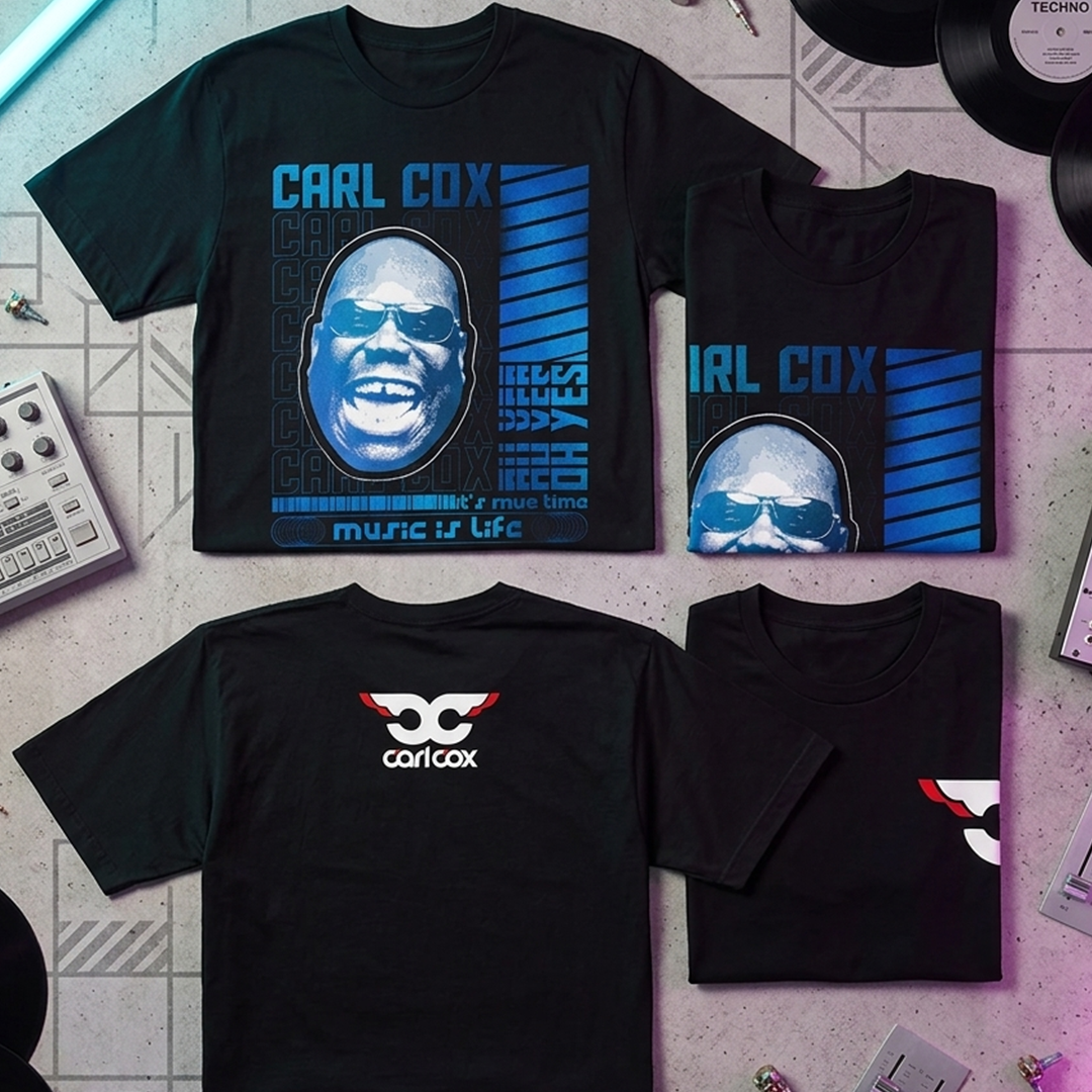 Camiseta Algodón Doble Estampado Carl Cox Music Life Blue