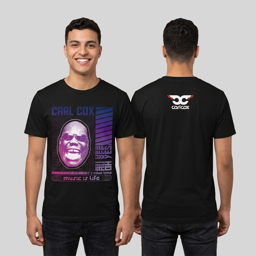 Camiseta Algodón Doble Estampado Carl Cox Music Life Morado