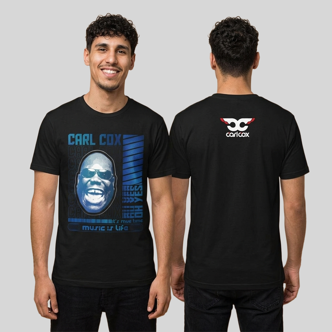 Camiseta Algodón Doble Estampado Carl Cox Music Life Blue